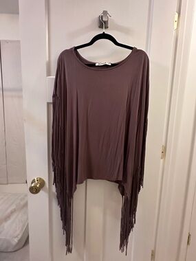 Fringe blouse super soft  Top in Mauve - brown